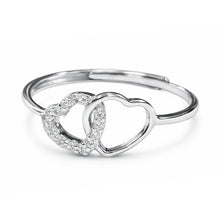 Anillo ajustable de corazón entrelazado en plata de ley 925 con circonitas cúbicas de Romanely