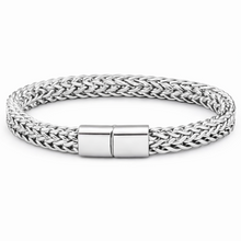 Pulseira Prateada Trançada em Aço Inoxidável Romanely