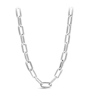 Colar Prateado de Elos Retangulares em Aço Inoxidável Romanely