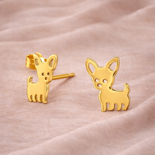 Brincos Dourados Chihuahua em Aço Inoxidável Romanely
