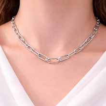 Colar Prateado de Elos Retangulares em Aço Inoxidável Romanely