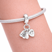 Charm Colgante Cadena Pareja de Niños con Circonitas S925