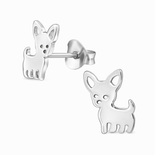 Brincos Prateados Chihuahua em Aço Inoxidável Romanely