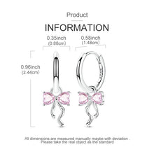 Brincos de Prata S925 com Laço Rosa Argola Delicada com Zircônia Feminina Romanely