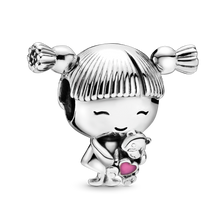 Pingente Encanto Menina com Urso S925 Charm Romanely