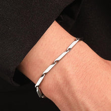 Pulseira Prateada Maculina Malha Melão em Aço Inoxidável Romanely