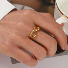 Anel Ajustável Dourado Infinito em Aço Inoxidável Romanely