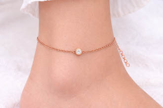 Tornozeleira Rose Gold com Zircónia em Aço Inoxidável Romanely