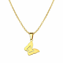 Colar Dourado com Pingente Borboleta em Aço Inoxidável Romanely
