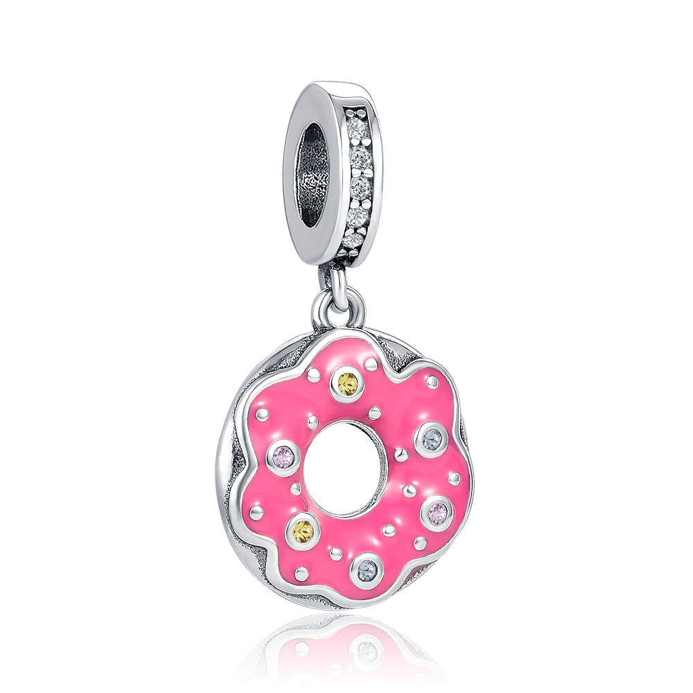 Pingente Encanto Donut Rosa com Zircónias S925