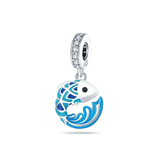 Pingente Encanto Peixe Azul com Zircónias S925