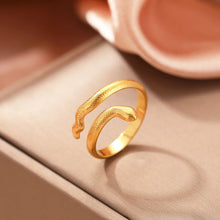 Anillo de serpiente de acero inoxidable dorado