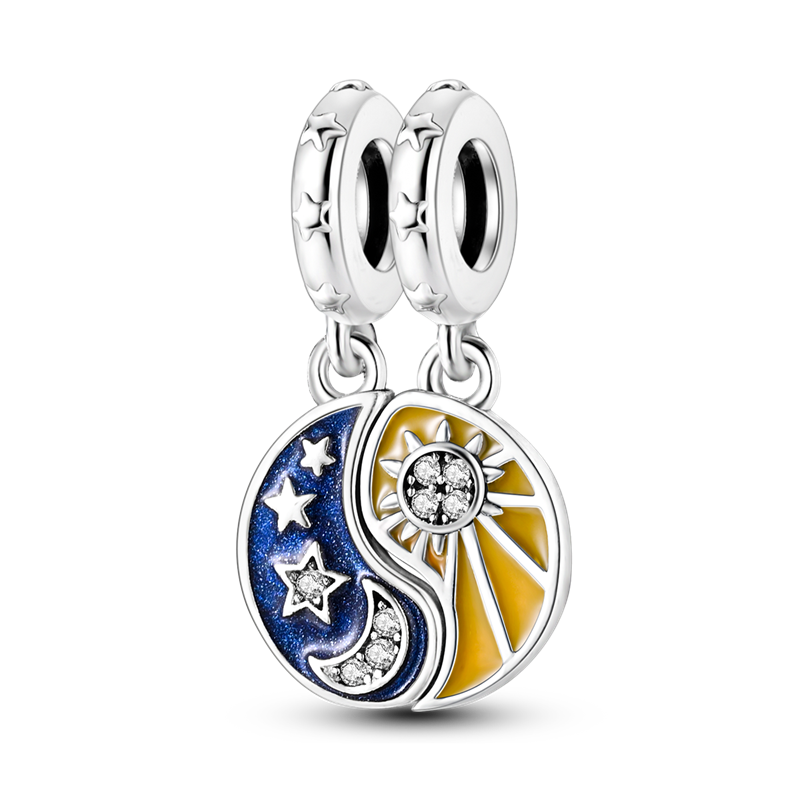 Pingente Encanto Conjunto Sol e Lua com Zircónias S925