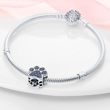 Pingente Encanto Pata de Pet com Zircónias Azuis S925