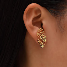 Pendientes de alas de mariposa de acero inoxidable dorado