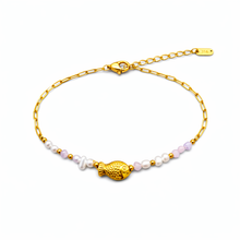 Pulseira Dourada, Branco e Rosa com Golden Fish em Aço Inoxidável Romanely