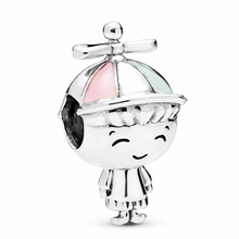 Charm Colgante Cadena Pareja de Niños con Circonitas S925