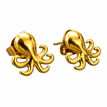 Brincos Dourados Polvo em Aço Inoxidável Romanely