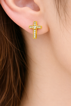 Brincos Cruz Coração com Zircónias em Aço Inoxidável Romanely