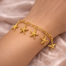 Pulseira Corrente Dourada com Estrelas do Mar em Aço Inoxidável Romanely