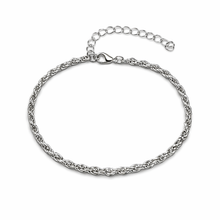Pulseira Prateada Masculina Malha Torcida em Aço Inoxidável Romanely