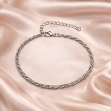 Pulseira Prateada Masculina Malha Torcida em Aço Inoxidável Romanely