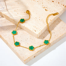 Pulseira Flores da Sorte Verde em Aço Inoxidável