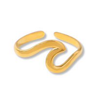 Anillo de Onda Dorada en Acero Inoxidable