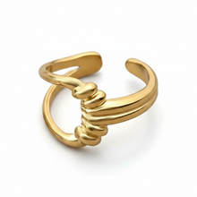 Anillo de acero inoxidable con triple oro