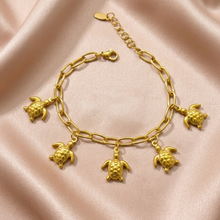 Pulseira Corrente Dourada com Tartarugas em Aço Inoxidável Romanely