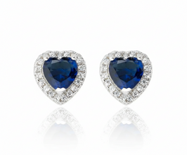 Pendientes de aro de plata de ley S925 con circonitas cúbicas azules y amarillas de Romanely 