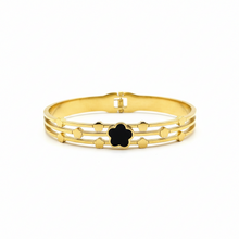 Bracelet Dourada com Flor Preta em Aço Inoxidável Romanely