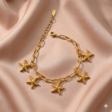 Pulseira Corrente Dourada com Estrelas do Mar em Aço Inoxidável Romanely