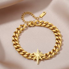 Pulseira Dourada de Elo Estrela Aço Inoxidável Romanely