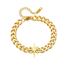 Pulseira Dourada de Elo Estrela Aço Inoxidável Romanely