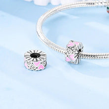 Encanto Corações Rosas com Zircónias para Pulseira Personalizada S925