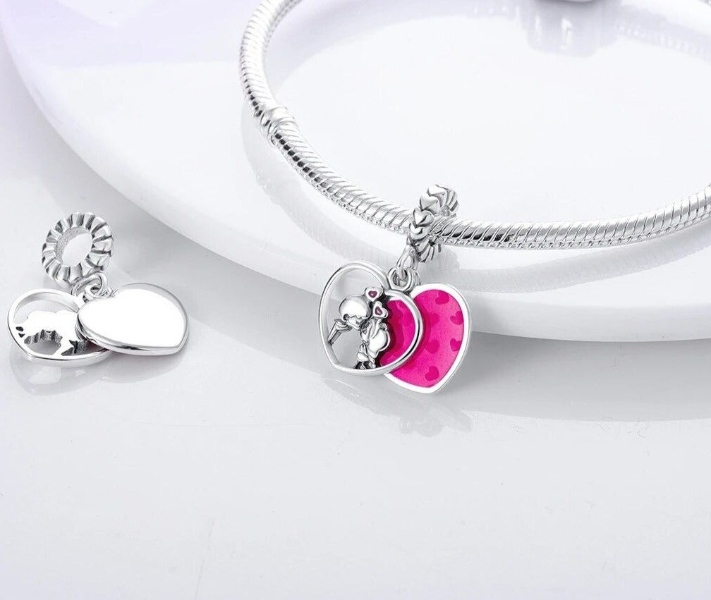 Encanto Casal Apaixonado para Pulseira Personalizada S925