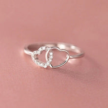 Anel Coração Intrelaçado Ajustável em Prata 925 com Zircónias