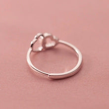 Anel Coração Intrelaçado Ajustável em Prata 925 com Zircónias