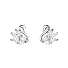 Mini Silver Swan Earring with S925 Zirconias
