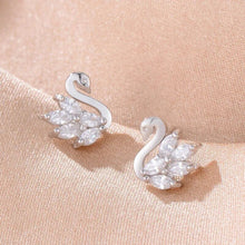 Mini Silver Swan Earring with S925 Zirconias