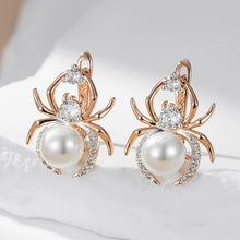 Rose Gold Spider Earrings in Copper with Zirconias