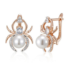 Rose Gold Spider Earrings in Copper with Zirconias