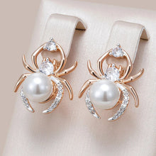 Rose Gold Spider Earrings in Copper with Zirconias