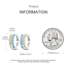 Pendientes de aro de plata de ley S925 con circonitas cúbicas azules y amarillas de Romanely 