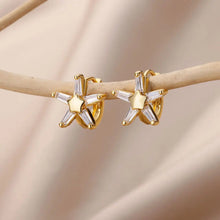 Brincos Estrela Dourados em Aço Inoxidável com Zircônias