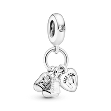 Charm Colgante Cadena Pareja de Niños con Circonitas S925