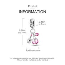 Charm Perfume y Lápiz Labial Colgante con Zirconia Cúbica S925 Charm Romanely