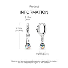 Pendientes de micrófono musical de plata de ley 925 con circonitas de colores de Romanely