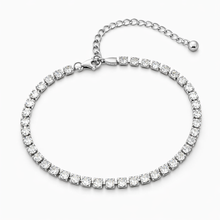 Tornozeleira Strass Prateada com Zircónias em Aço Inoxidável Romanely